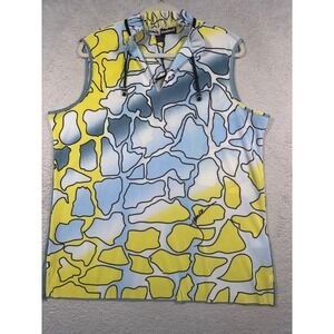 Jamie Sadock XL‎ Sleeveless Golf Top Atomica Print Collared Athletic NWT New